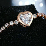Rose Heart Tennis Charm Bracelet for Women Ladies Chain Bracelets