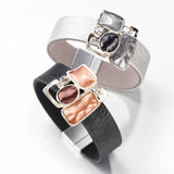 Vintage Geometric Metal Leather Bracelet for Women Bohemian Silver Wrap