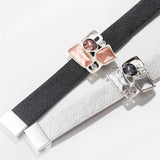 Vintage Geometric Metal Leather Bracelet for Women Bohemian Silver Wrap