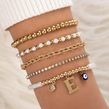 Pearl Stone Ball String Bracelet Set for Women