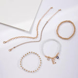Pearl Stone Ball String Bracelet Set for Women