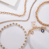Pearl Stone Ball String Bracelet Set for Women