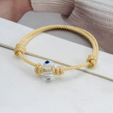 Glass Evil Eye Bead Bracelet Braided Rope Adjustable Bracelet