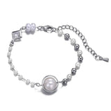 Romantic Crystal Pearl Bracelet, Handmade Braided Jewelry