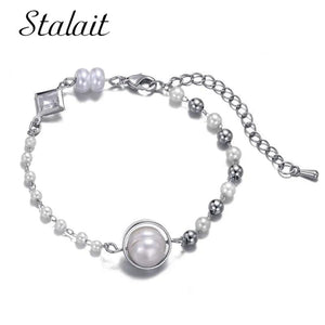 Romantic Crystal Pearl Bracelet, Handmade Braided Jewelry