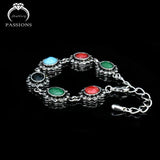 Colorful Resin Oval Connect Bead Bracelet Antique Silver Plated