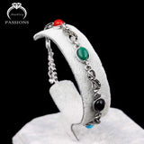 Colorful Resin Oval Connect Bead Bracelet Antique Silver Plated
