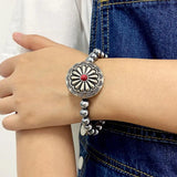 Turquoise Concho Feather Cross Western Beaded Bracelet