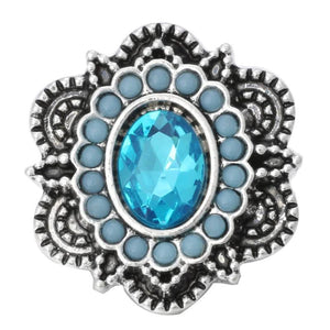 6pcs Crystal Rhinestone Snap Buttons Round Flower Metal 18mm