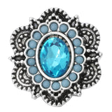 6pcs Crystal Rhinestone Snap Buttons Round Flower Metal 18mm