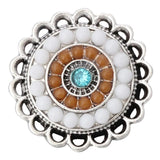 6pcs Crystal Rhinestone Snap Buttons Round Flower Metal 18mm