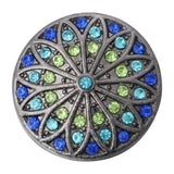 6pcs Crystal Rhinestone Snap Buttons Round Flower Metal 18mm