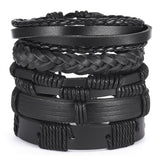 5pcs Leather Braided Bracelets for Men Retro Punk Rock Hand Jewelry