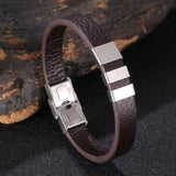 Stainless Steel Leather Rope Bangle Mens Bracelet Party Jewelry
