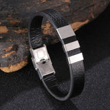 Stainless Steel Leather Rope Bangle Mens Bracelet Party Jewelry