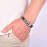 Stainless Steel Leather Rope Bangle Mens Bracelet Party Jewelry