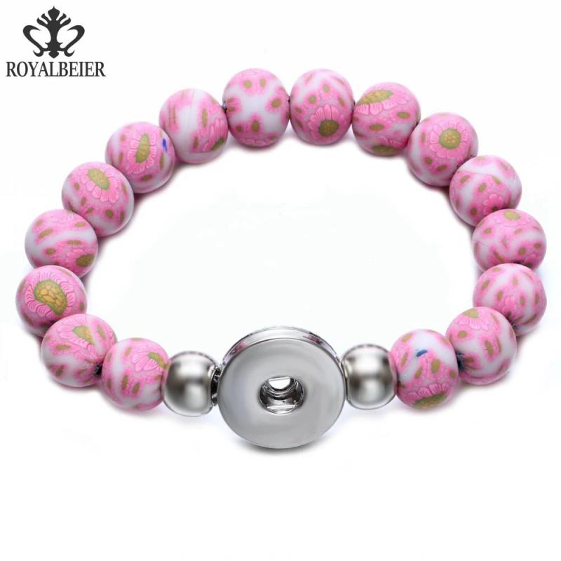 RoyalBeier Soft Clay Beaded Snap Bracelet 20mm Fit 18mm Snap Button