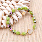 BOJIU Faceted Crystal Heart Druzy Stone Charm Bracelet