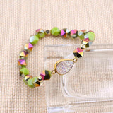 BOJIU Faceted Crystal Heart Druzy Stone Charm Bracelet