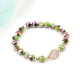 BOJIU Faceted Crystal Heart Druzy Stone Charm Bracelet