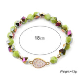 BOJIU Faceted Crystal Heart Druzy Stone Charm Bracelet