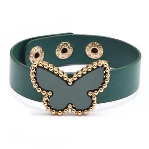 Boho PU Leather Wrap Bracelets Acrylic Butterfly Women Bracelet