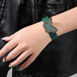 Boho PU Leather Wrap Bracelets Acrylic Butterfly Women Bracelet