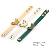 Boho PU Leather Wrap Bracelets Acrylic Butterfly Women Bracelet