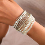 11Pcs Pearl Bracelet Sets Elastic Beaded Bracelets for Women Jewelry
