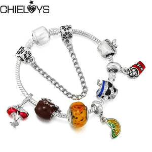 Juice Beads Wine Glass Pendant Charm Bracelet For Women
