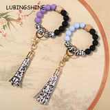 Silicone Beads Bracelets Bangles with Key Chain for Women