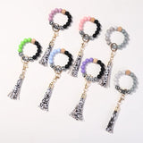 Silicone Beads Bracelets Bangles with Key Chain for Women