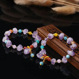 Purple Crystal Raw Elastic Bracelet - Calcite Quartz Healing