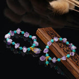 Purple Crystal Raw Elastic Bracelet - Calcite Quartz Healing