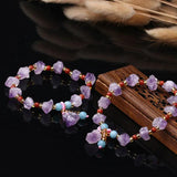 Purple Crystal Raw Elastic Bracelet - Calcite Quartz Healing