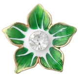 6pcs Snap Button Green Rhinestone Flower 18mm DIY Jewelry