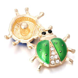 6pcs Snap Button Green Rhinestone Flower 18mm DIY Jewelry