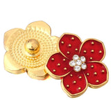 6pcs Red Rhinestone Flower Snap Buttons for 18mm Bracelets DIY Jewelry