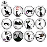 12pcs Cartoon Cats Snap Buttons Glass Jewelry for Bracelet & Necklace KZ0179