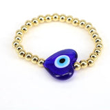 Heart Lampwork Glass Bracelet Evil Eye Charm Beaded Bracelet