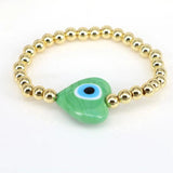 Heart Lampwork Glass Bracelet Evil Eye Charm Beaded Bracelet