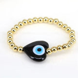 Heart Lampwork Glass Bracelet Evil Eye Charm Beaded Bracelet