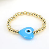 Heart Lampwork Glass Bracelet Evil Eye Charm Beaded Bracelet