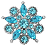 6pcs/lot Sky Rhinestone Flower Snap Buttons 18mm Bracelet DIY Jewelry