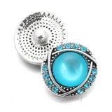6pcs/lot Sky Rhinestone Flower Snap Buttons 18mm Bracelet DIY Jewelry