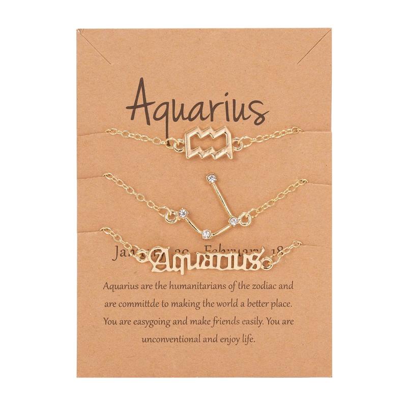 12 Constellation Bracelet Crystal Zodiac Sign Charm Birthday Jewelry