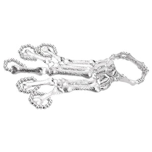 Halloween Wristband Skull Fingers Metal Skeleton Hand Bracelet With Ring