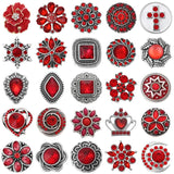6pcs Red Series Metal 18mm Snap Button Charms For Bracelet Snap Jewelry