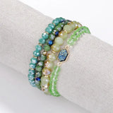Stone Beads Glass Crystal Bangle Bracelet
