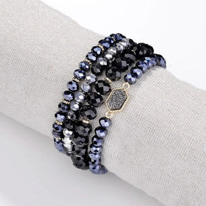 Stone Beads Glass Crystal Bangle Bracelet